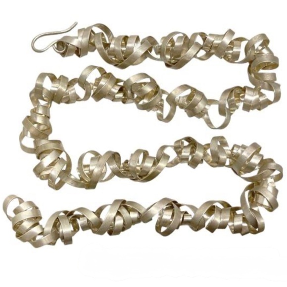 Rina S. Young Sterling Silver Twisted Curling Ribbon Necklace Handmade - Picture 4 of 5